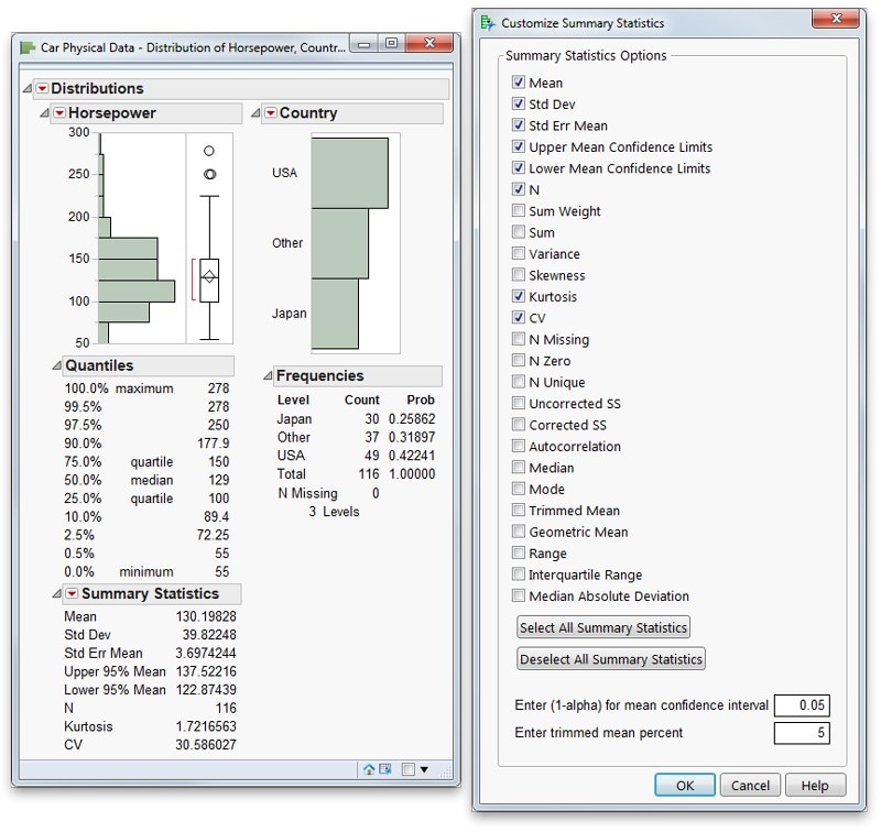 Customize summary statistics