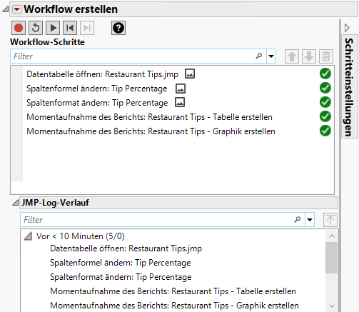 Workflow Builder with Steps and Log