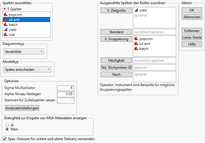 Variability Chart Window