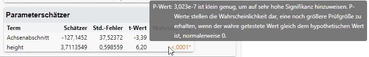 Erläuterung zu einer p-Wert-Berechnung anzeigen