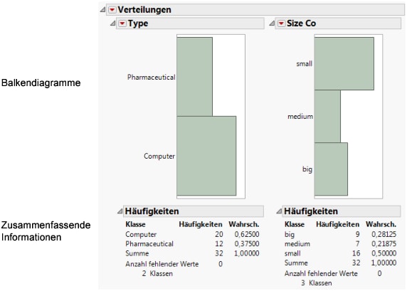 Bar Charts of Type and Size Co