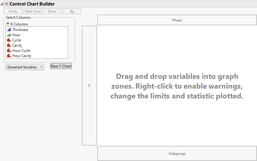 Interactive Control Chart Builder Window