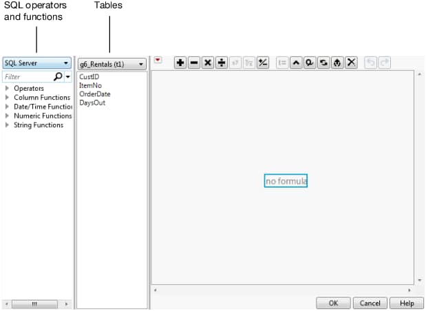 Computed Column Window with Formula Editor