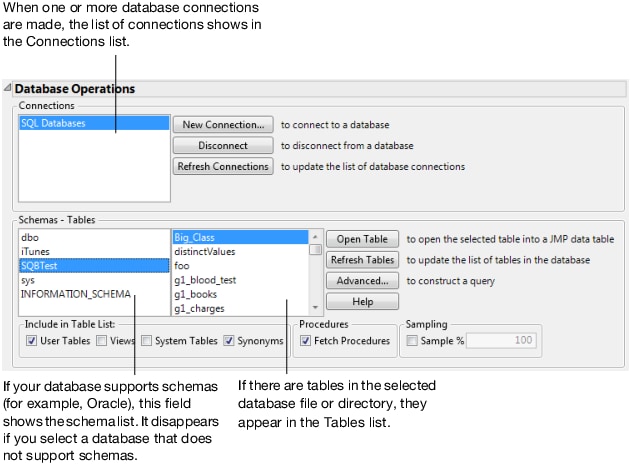 Database Open Table Window