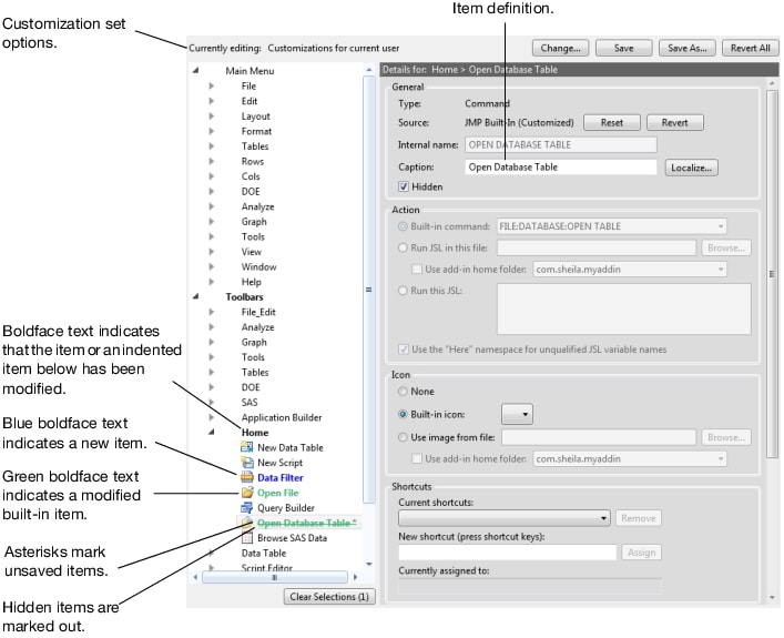 Menu Editor Options