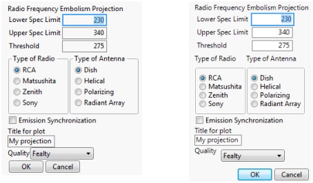 Results from New Window (left) and the Deprecated Dialog (right)