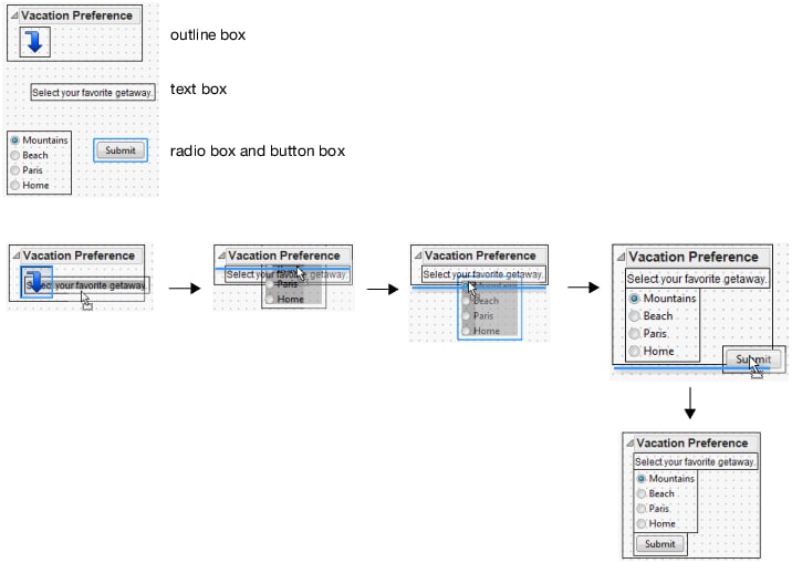 Examples of Dragging Objects into a Container