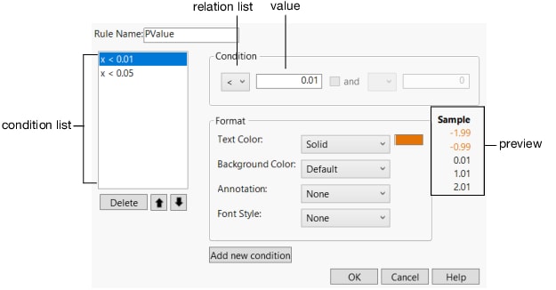 Conditional Format Rule Window