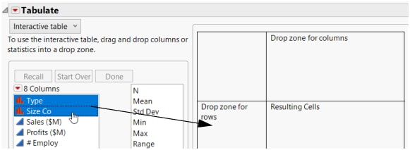 Dragging Columns to the Row Zone