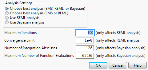 Analysis Settings Window