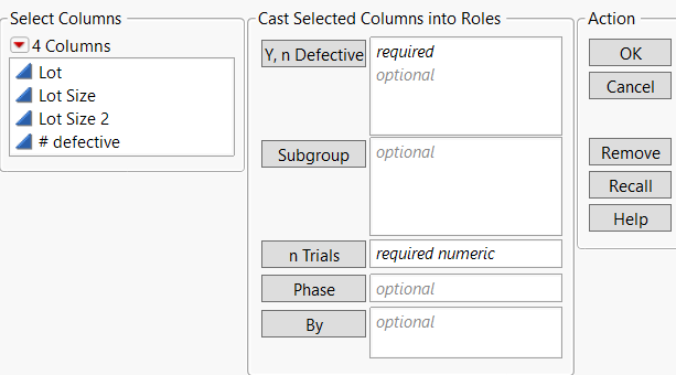 Launch Window for Attribute Control Charts