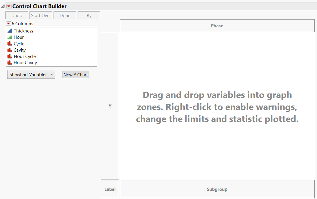 Interactive Control Chart Builder Window