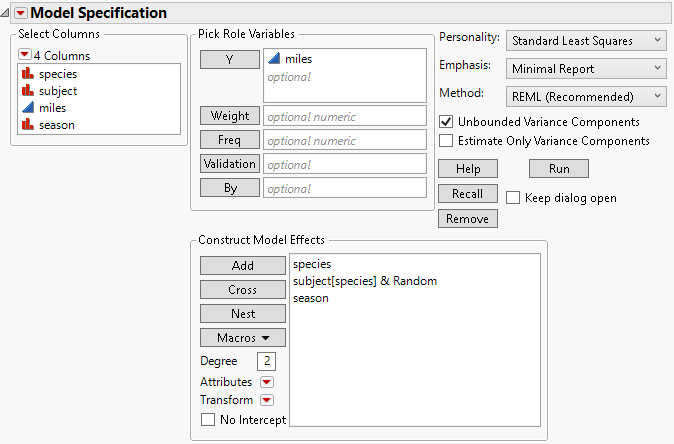 Fit Model Dialog