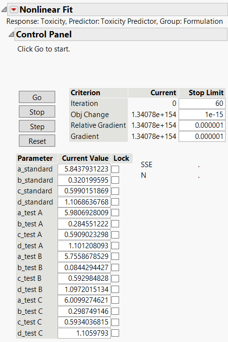 Nonlinear Fit Control Panel