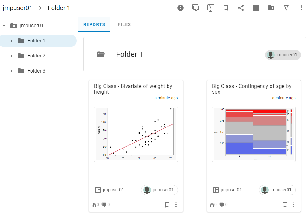 Published Reports in a JMP Live Folder