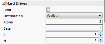 Example of a Weibull Configuration for a K out of N Shape