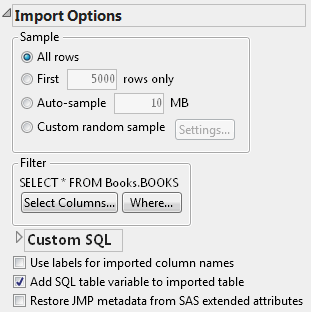 Import Options