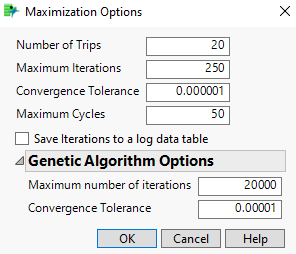 Maximization Options Window