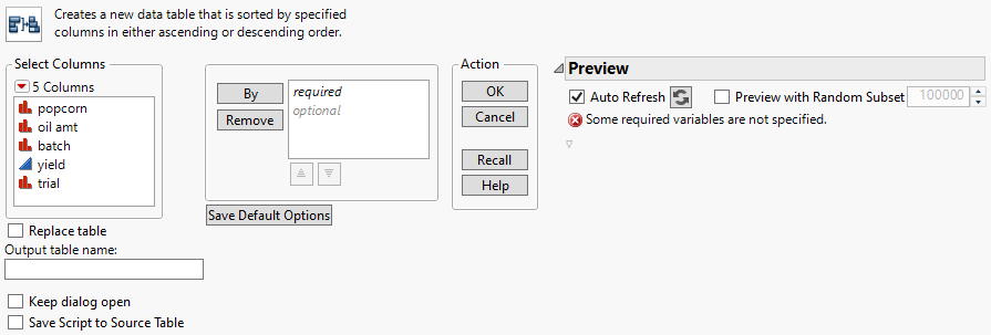 Sort Data Tables