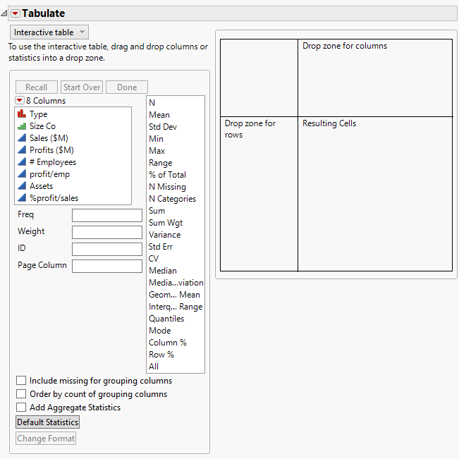 Tabulate Workspace