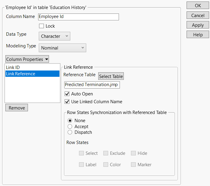 Link Reference Column Property Definition