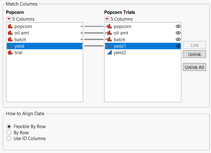 Manually Linked Columns