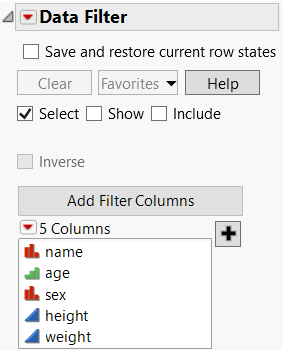 Initial Data Filter Window