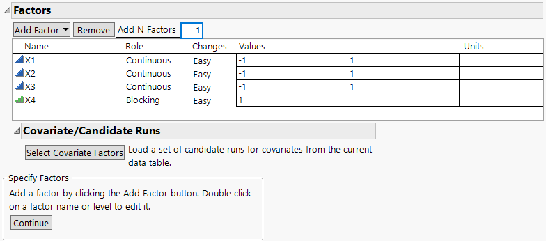 Factors with One Block for X4