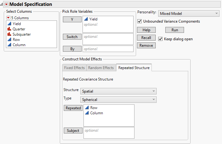 Completed Fit Model Launch Window Showing Repeated Structure Tab