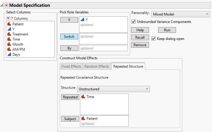 Fit Model Launch Window Showing Completed Repeated Structure Tab