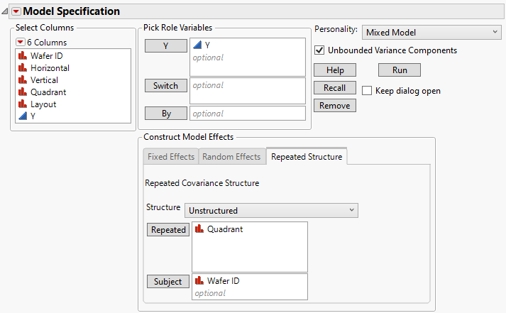 Fit Model Launch Window Showing Repeated Structure Tab