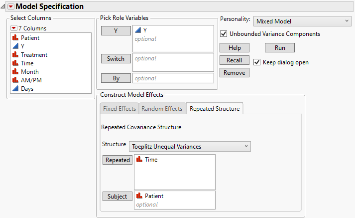 Fit Model Launch Window Showing Completed Repeated Structure Tab