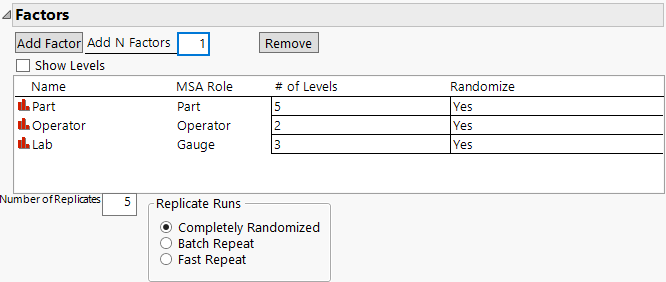 Factor Settings