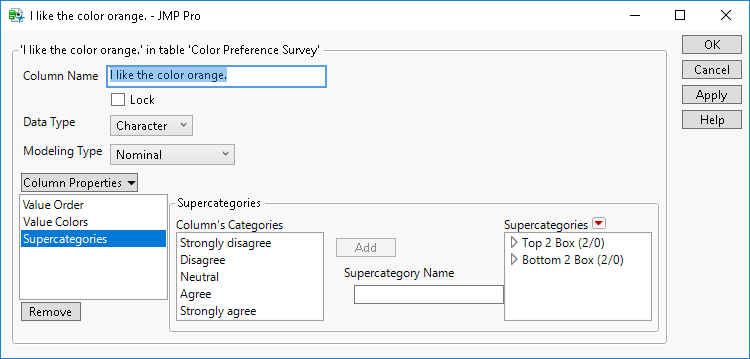 Supercategory Column Property