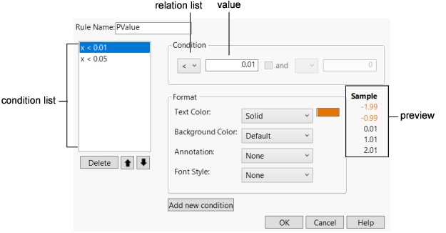 Conditional Format Rule Window