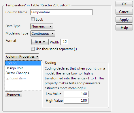 Coding Panel for Temperature