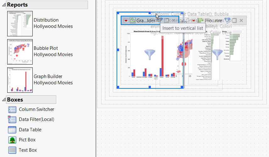 Dragging the Bubble Plot into the Graph Builder Graph