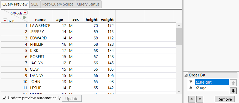 Result of Reordering Columns