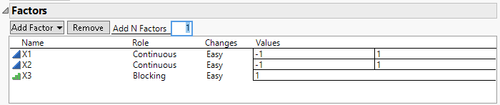 Factors with Two Continuous Factors and a Blocking Factor