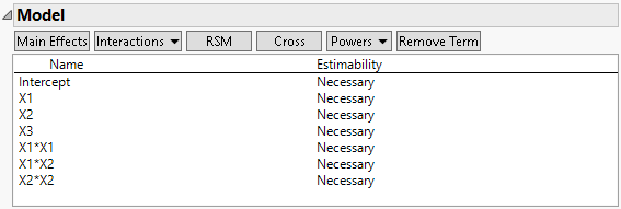 Model with Response Surface Effects