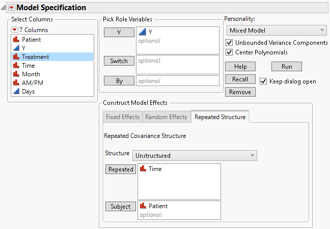 Fit Model Launch Window Showing Completed Repeated Structure Tab