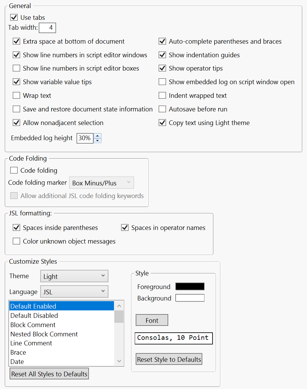 Script Editor Preferences