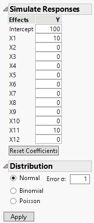 Parameter Values for Simulated Responses