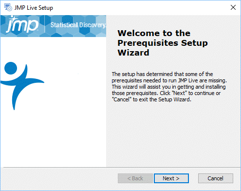 JMP Live Prerequisites Setup Wizard