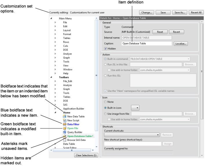 Menu Editor Options