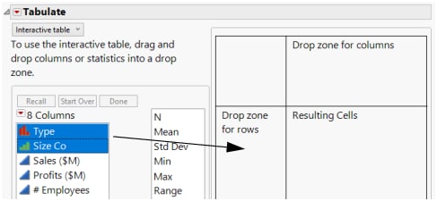 Dragging Columns to the Row Zone