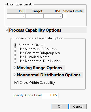 Process Capability Analysis Window