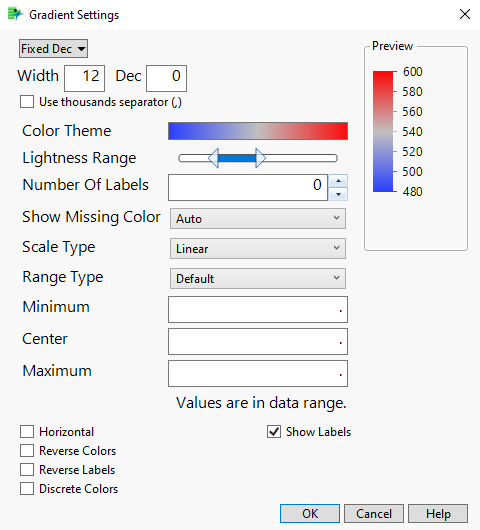 Gradient Settings Window