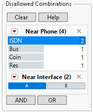 Disallowed Combinations Panel Showing First Constraints