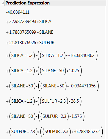 Prediction Expression for Model with Uncoded Factors